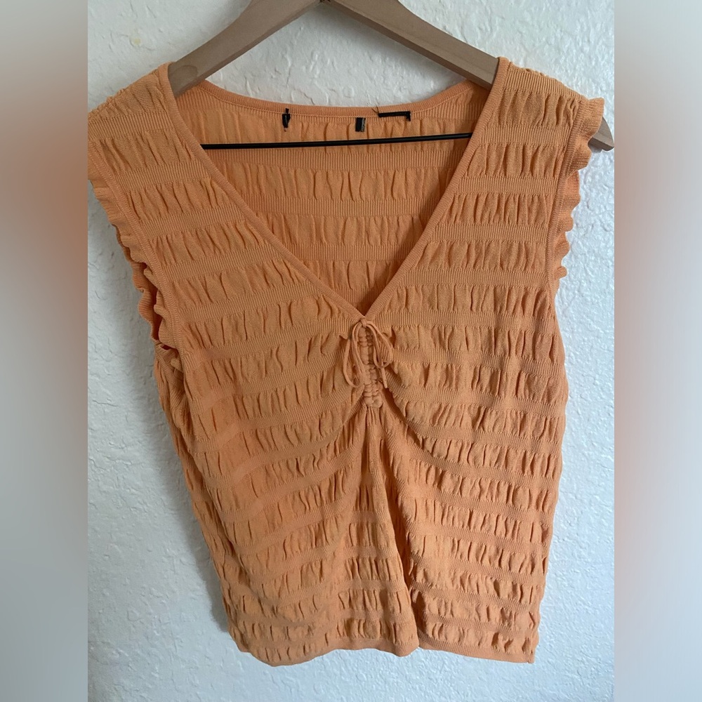 Orange tie blouse